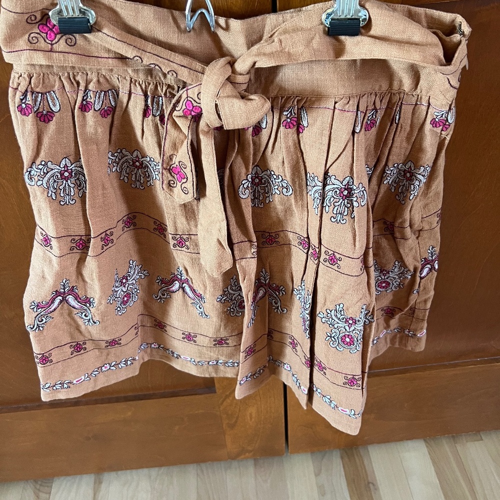 Anthropologie Embroidered Meghan Mini Skirt